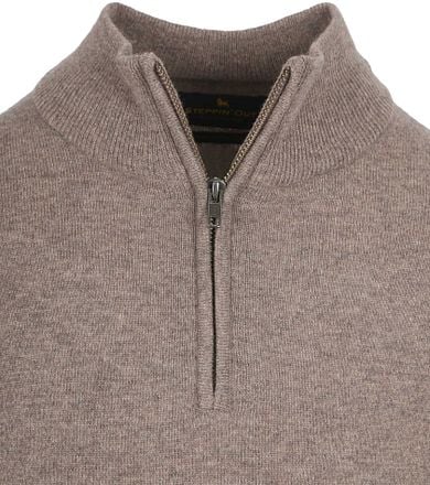 Steppin' Out Half Zip Trui Merinowol Taupe SM1204.0003-3400 kopen