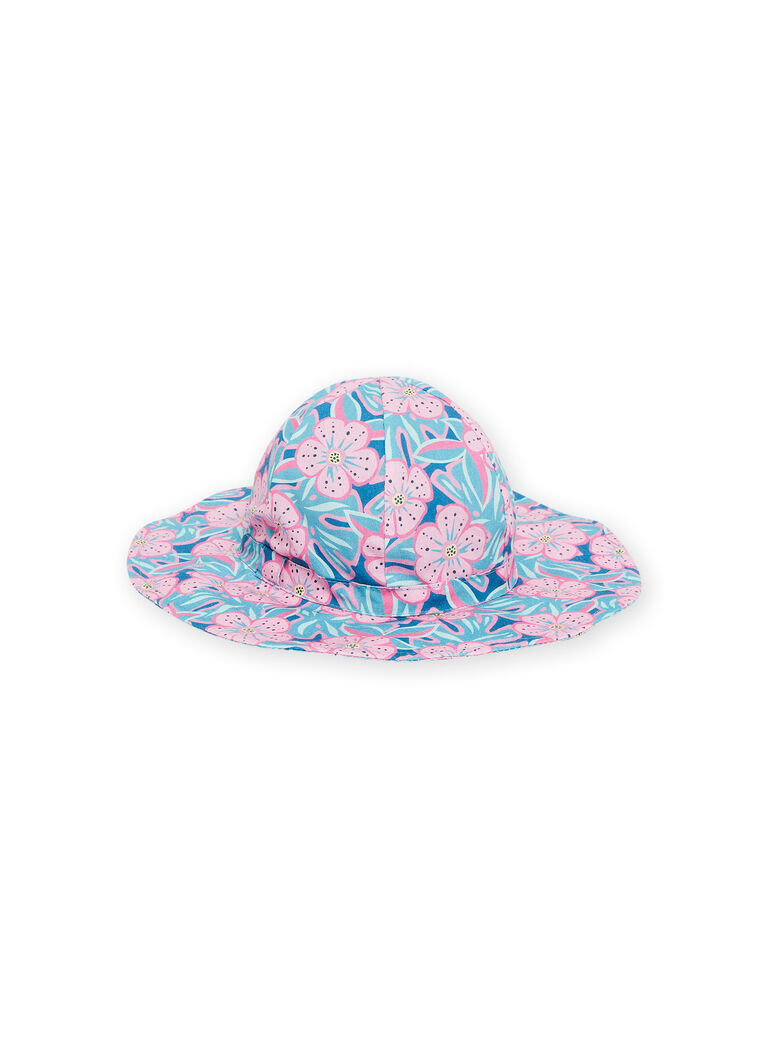 Chapeau bleu pétrole à imprimé fleuri bébé fille