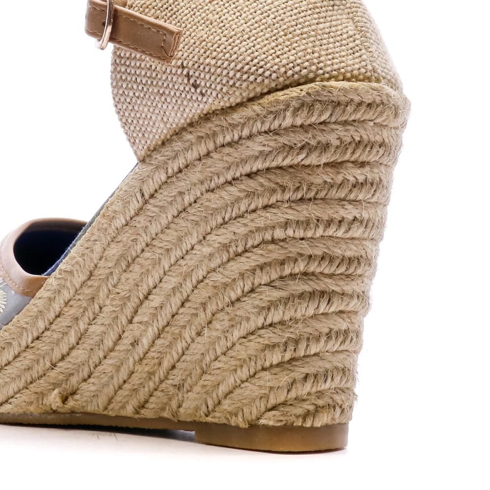 Beppi Sandales Compensées Bleu/Fleurs Femme Beppi
