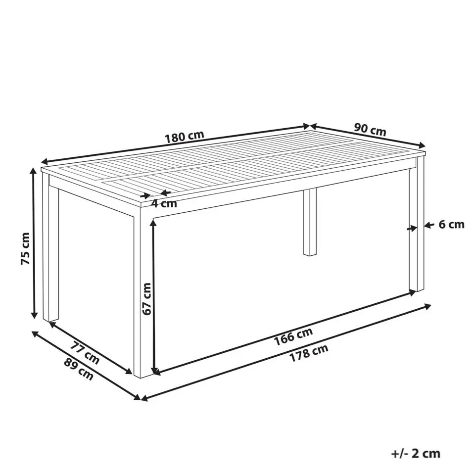 OMBRIANO - Tuintafel - Lichtbruin - 180 x 90 cm - Acaciahout