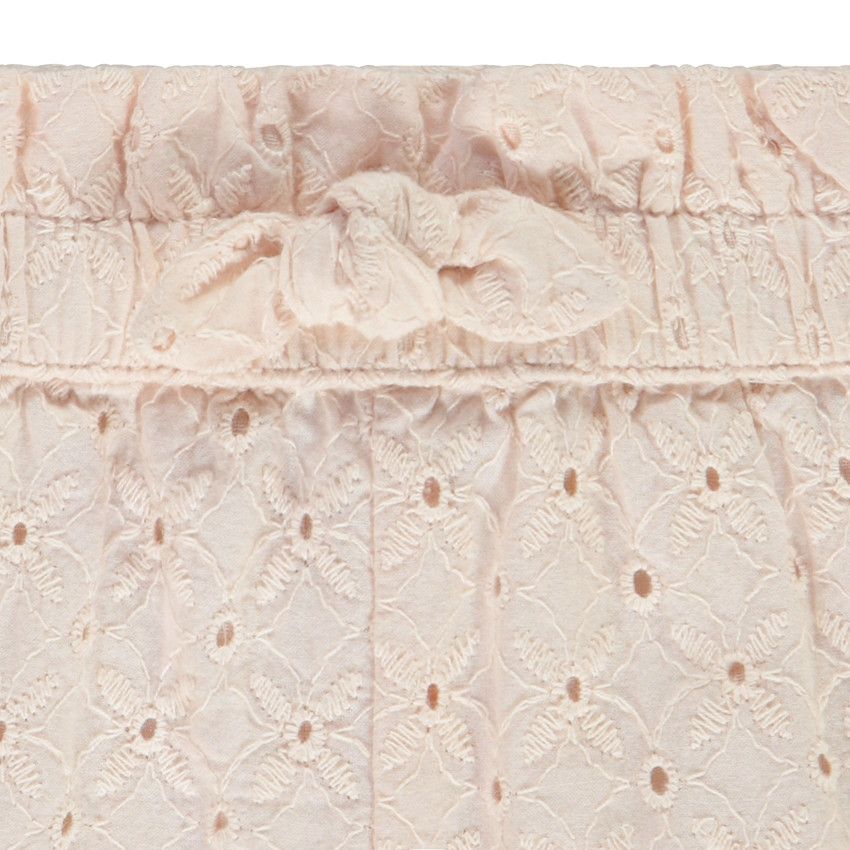 Short unie en broderie anglaise pour bébé fille - Rose