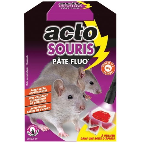 Appât pâte - fluo - souris - 50 g - 10 sachets de 5 g