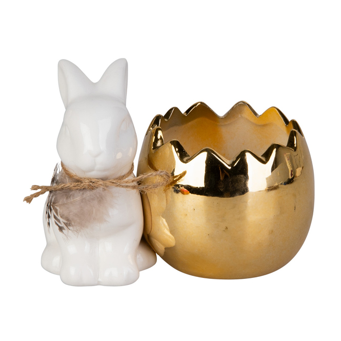 Hase mit Eierschalentopf - ca. 12 x 8,5 x 9 cm