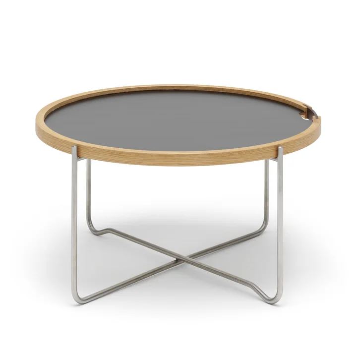 Carl Hansen - CH417 Tray Table, Laminat schwarz / weiss / Eiche geölt