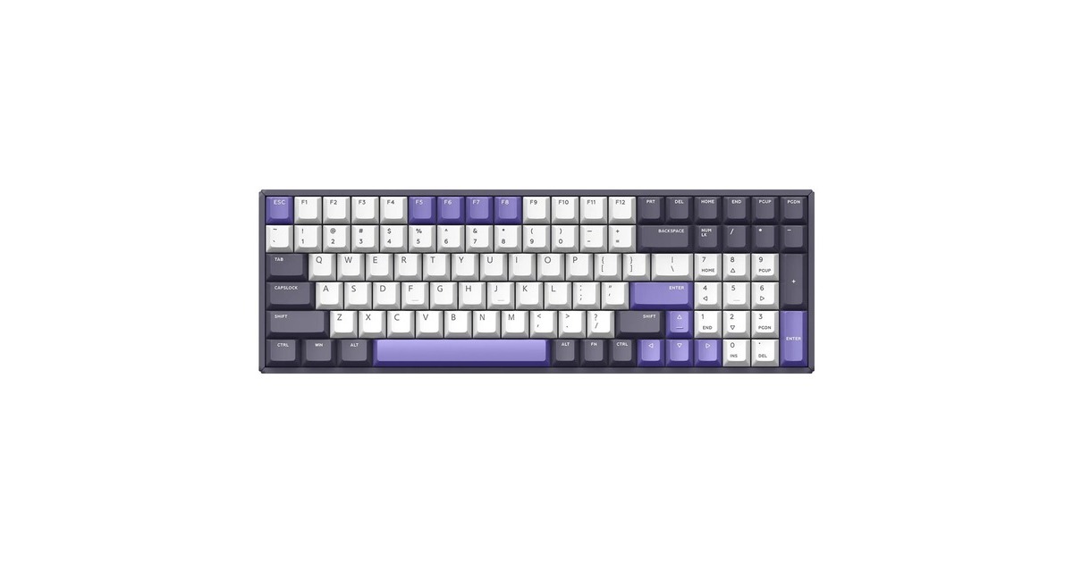 IqunixF97 Lavandin Wireless Mechanical Keyboard, gaming toetsenbord  (Lavendel, US lay-out, Cherry MX Silent Red, RGB leds, 96%, Hot-swappable, PBT, 2.4GHz | Bluetooth 5.1 | USB-C)