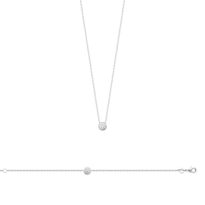 Collier Femme - Argent 925 - Oxyde de zirconium - Longueur : 45 cm