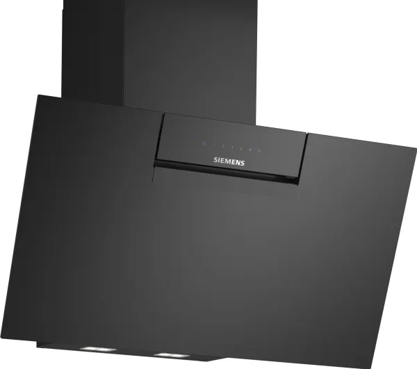 Siemens iQ300 LC87KFN60 - Hætte - skorsten vinklet - bredde: 79 cm - dybde: 43.3 cm - udtrækning og recirkulation (-) - sort