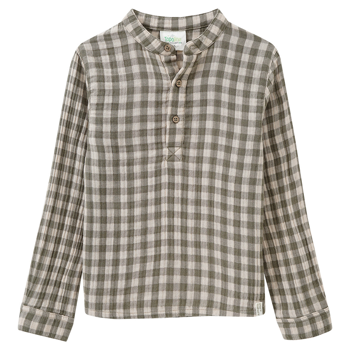 Topolino Pure Collection Jungen Musselin-Hemd mit Stehkragen oliv / beige