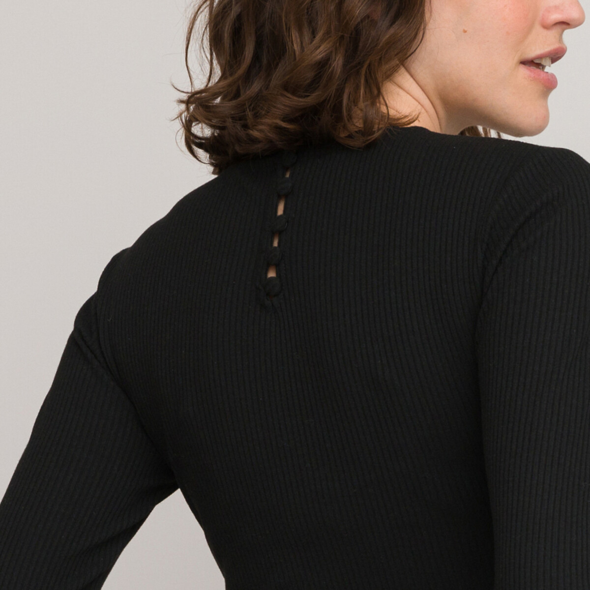 COLEÇÃO LA REDOUTE<br>Camiseta de maternidade com gola redonda e detalhes em renda