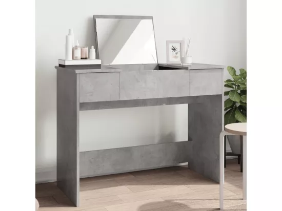 Coiffeuse avec miroir gris béton 100x45x76 cm