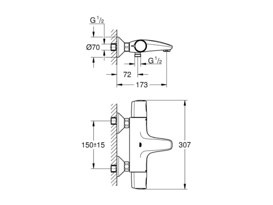 Mitigeur baignoire thermostatique GROHE Precision Trend + Colonnettes Luxe chromé
