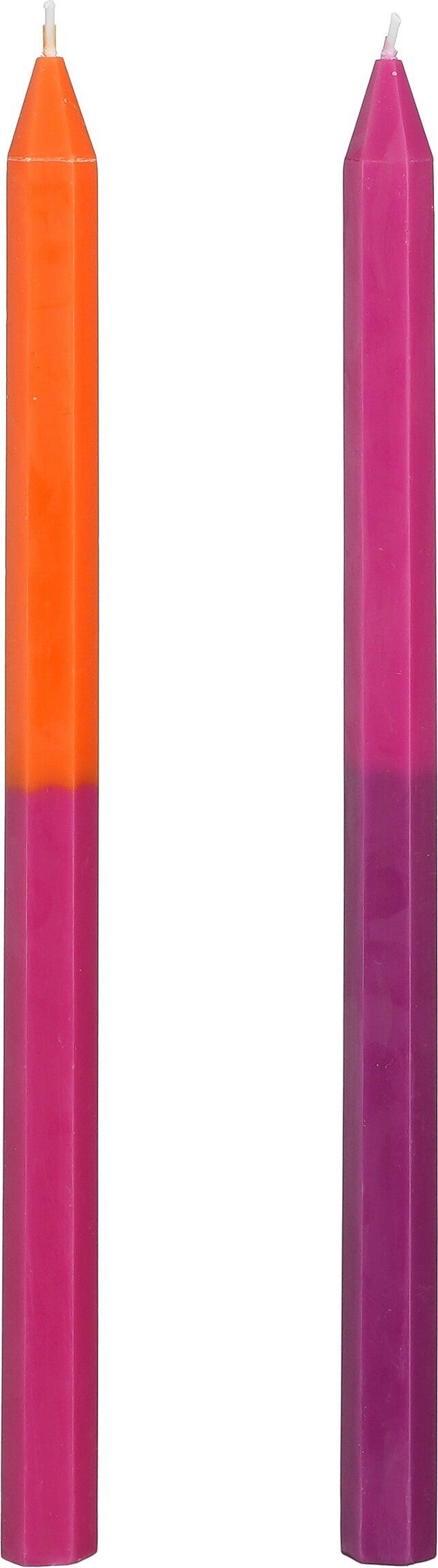 Mica Decorations dinerkaars Dip-dye paars / oranje 8 uur D 2,2 H 33 cm 2 stuks