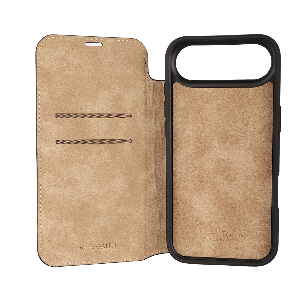 iPhone Air Echtleder Book Case Tasche Flip Cover Hand Made (MARCXIP17AIR-M01) - Schwarz