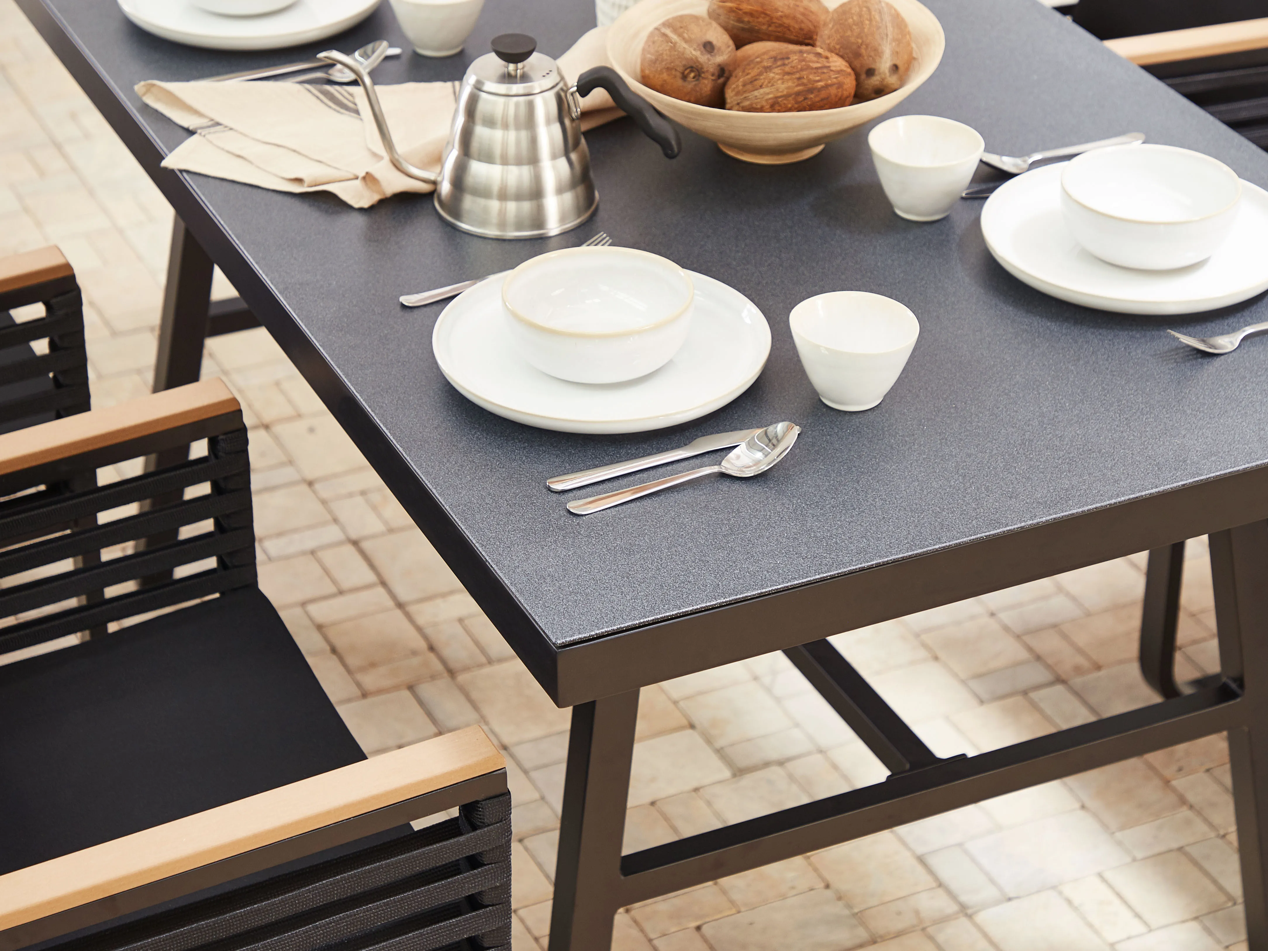 Tuin eettafel CANETTO 150 cm 90 cm Glas Zwart