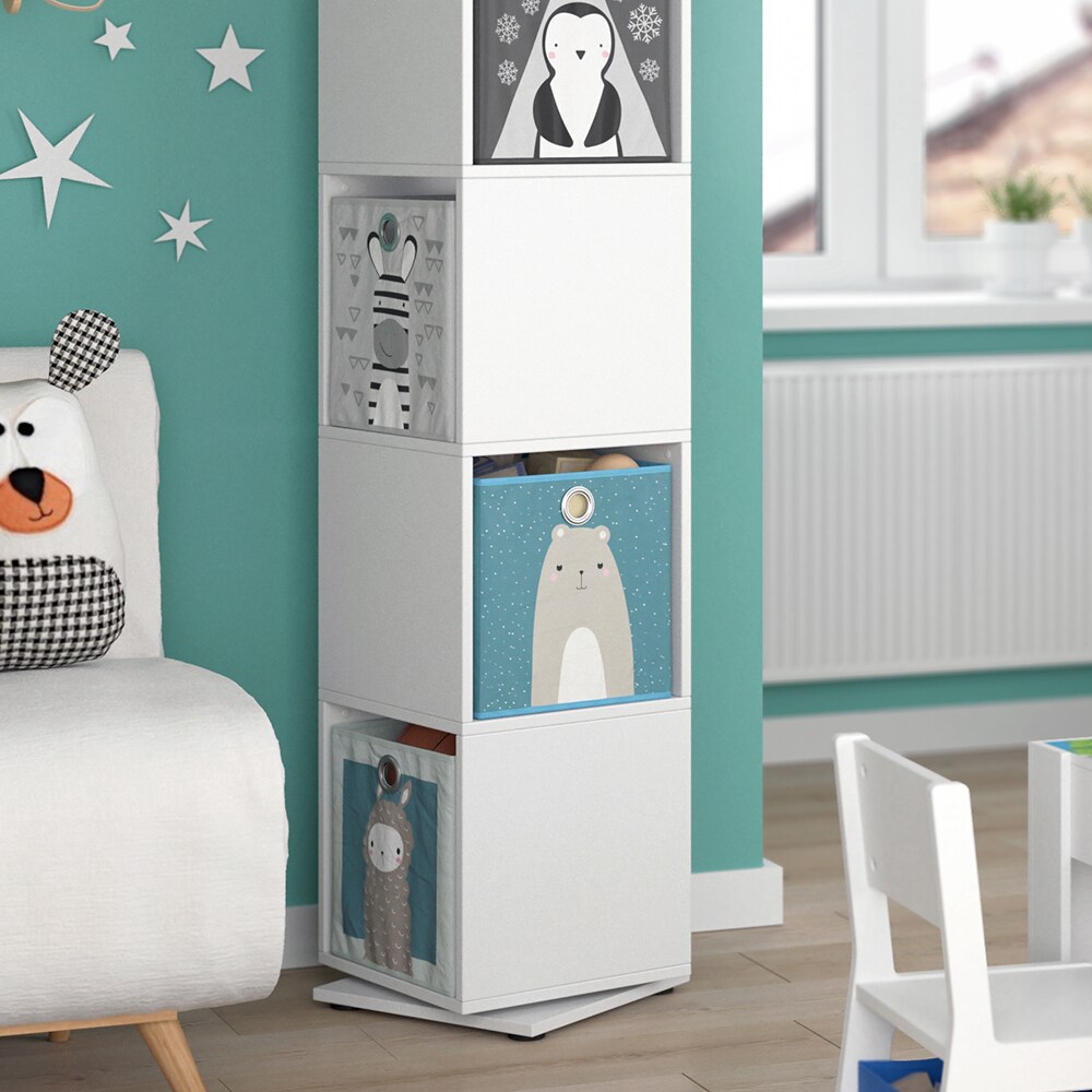 Vicco Drehregal Ordnerregal Standregal Weiß Bücherregal Büro Kinder-Faltboxen