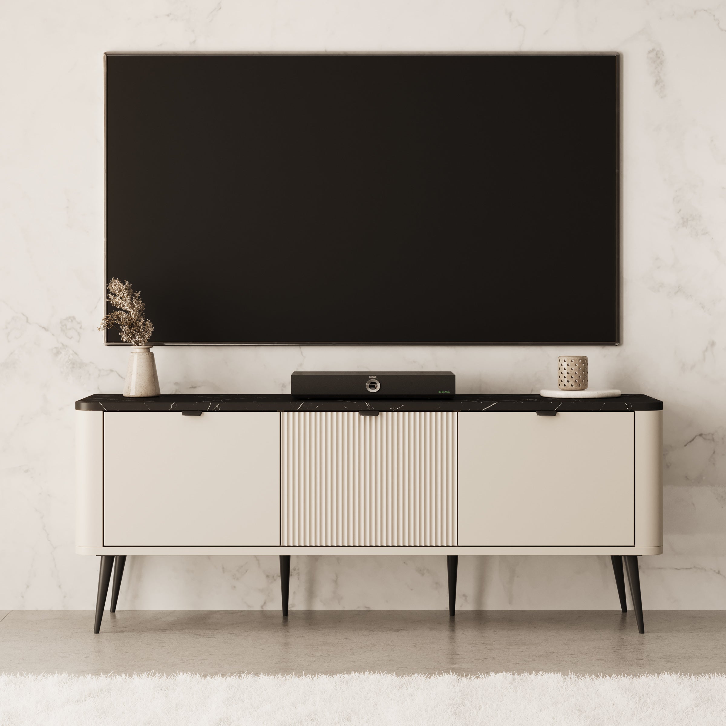 Mace - TV-Meubel - Beige - 130x40x52 cm
