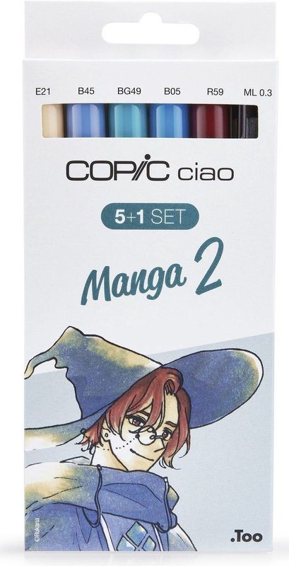 COPIC Marker Cia - 5+1 Set ´Manga 2´ - Stiften Set 6 Stuks - Professionele Markers Op Alcoholbasis