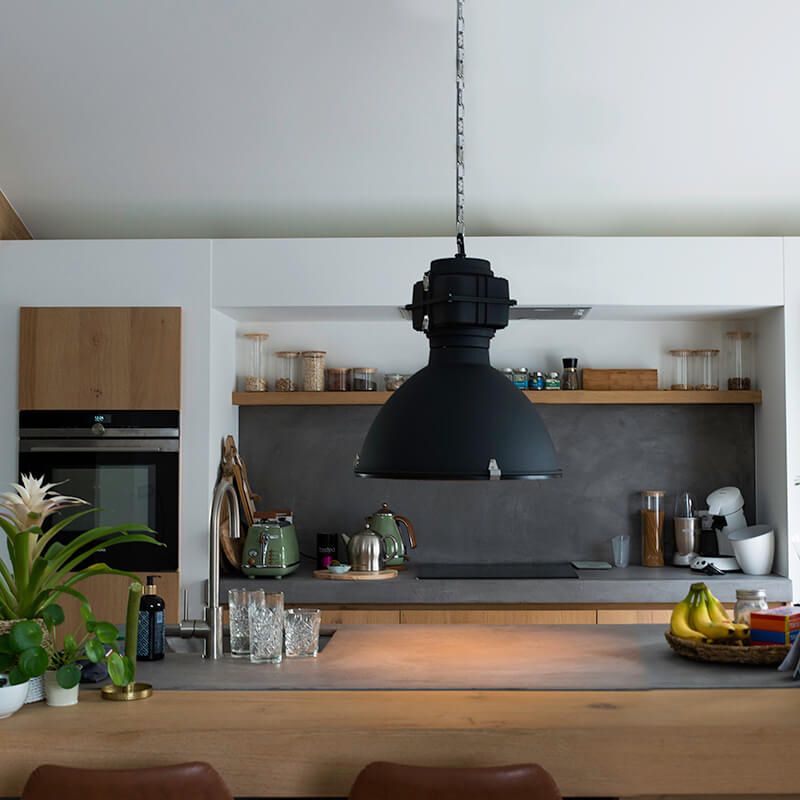Smart industriële hanglamp zwart 53 cm incl. A60 Wifi - Sicko
