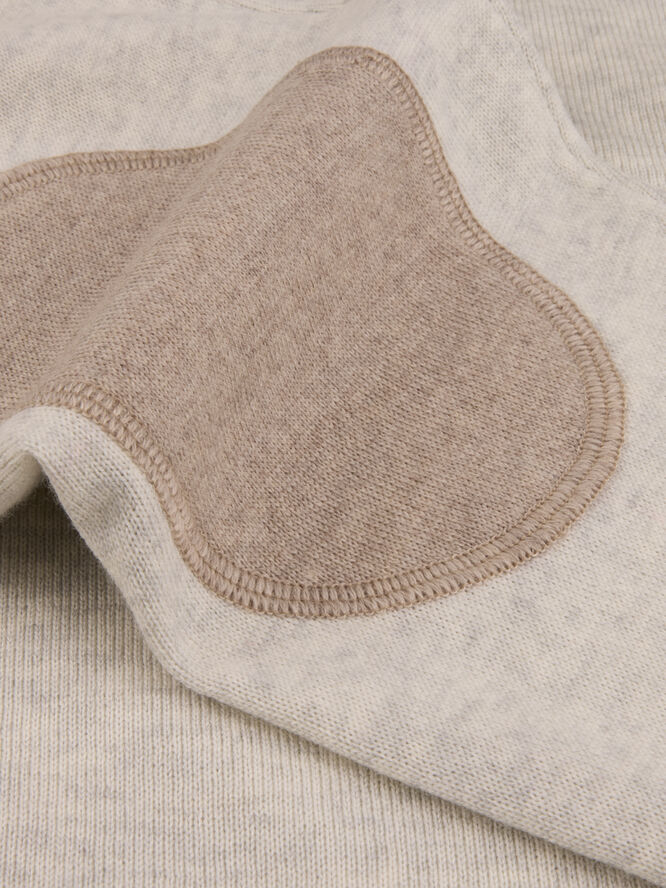 Stenströms Sweater Knitted Crew Neck With Patch Merino Wool Grey