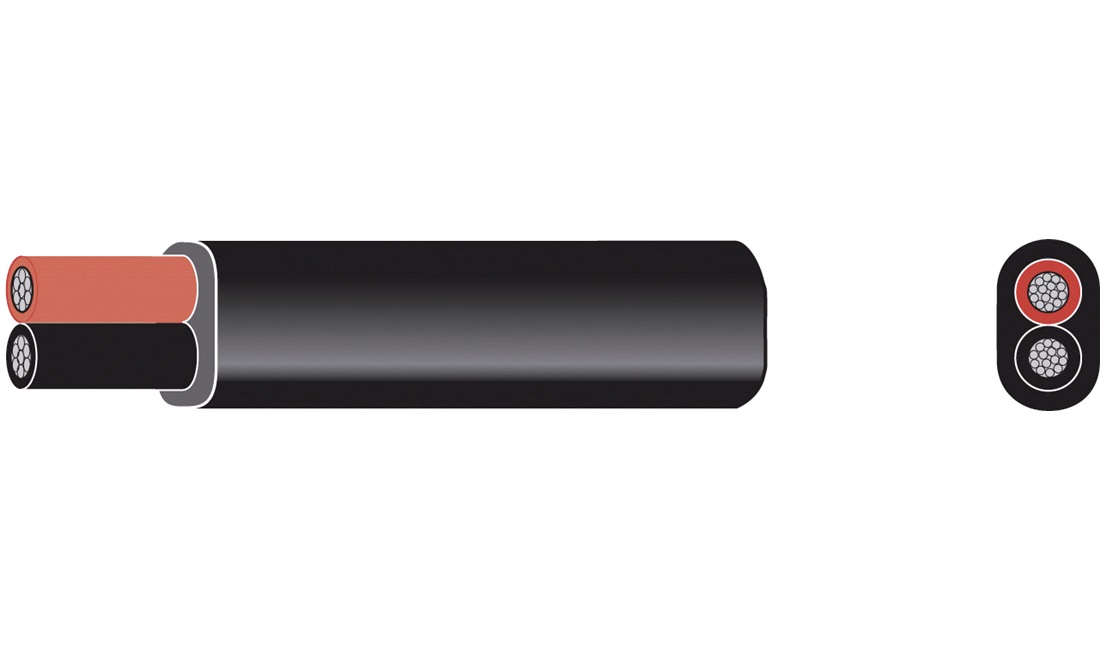 Oceanflex marinekabel fortinnet flad 2x1.5mm2 30m rød/sort