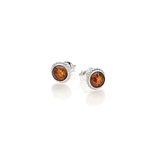 Boucle d'oreille argent ambre