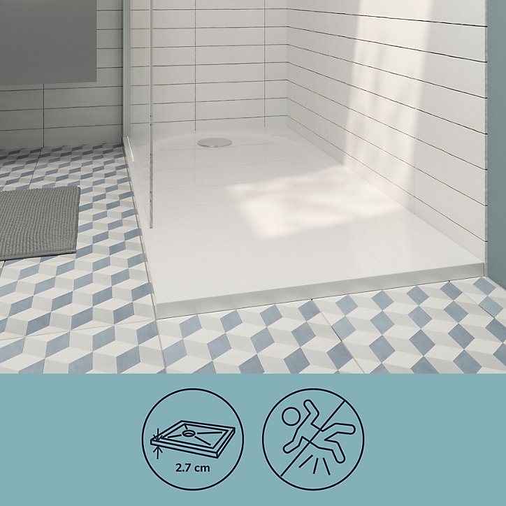 Receveur de douche 70 x 160 cm, résine, blanc, GoodHome Cavally