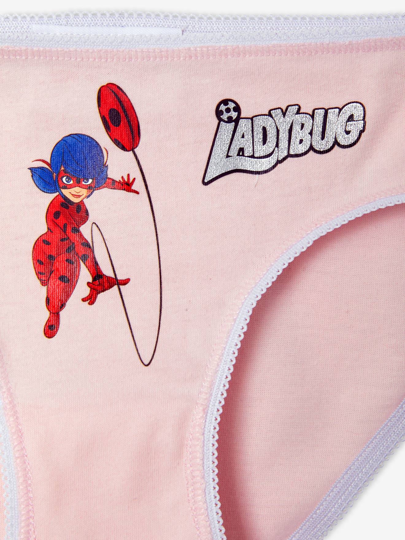 Pacote com 3 calcinhas Miraculous®, vermelho vivo, lisas com estampas.
