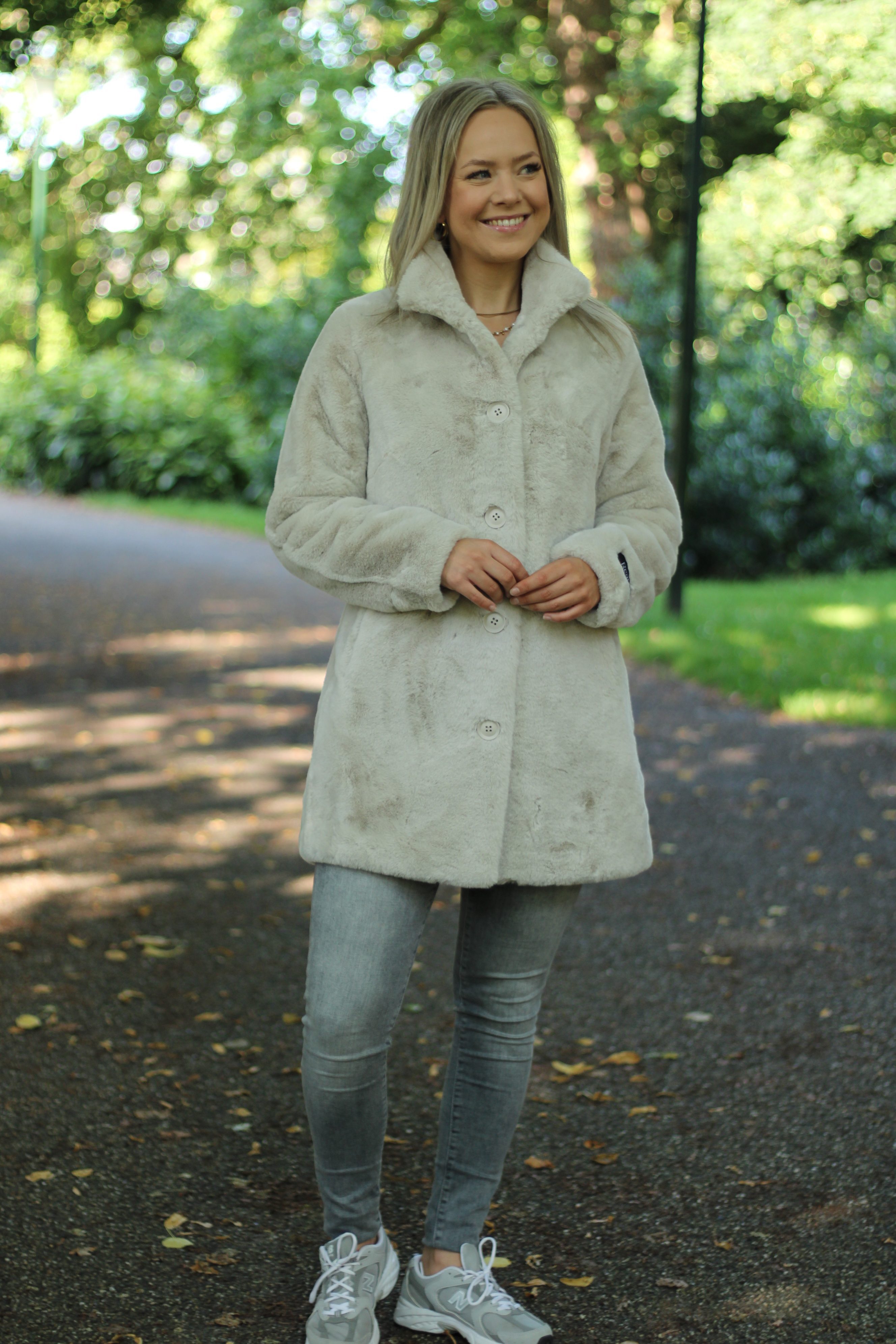 Rino & Pelle - Nonna Single Breasted Fake Fur Coat - Birch