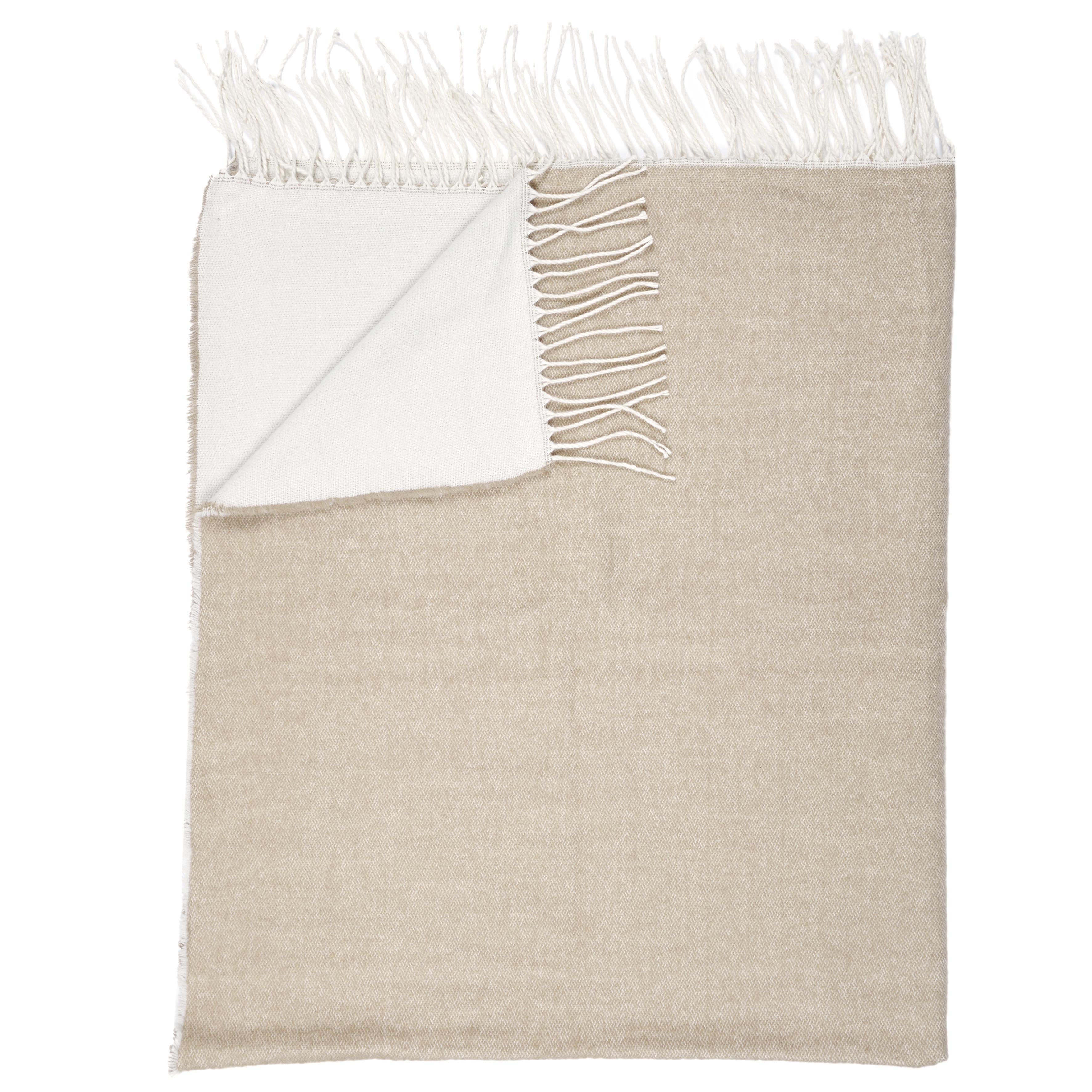 PLAIDS FRANGES EFFET LAINE BEIGE
