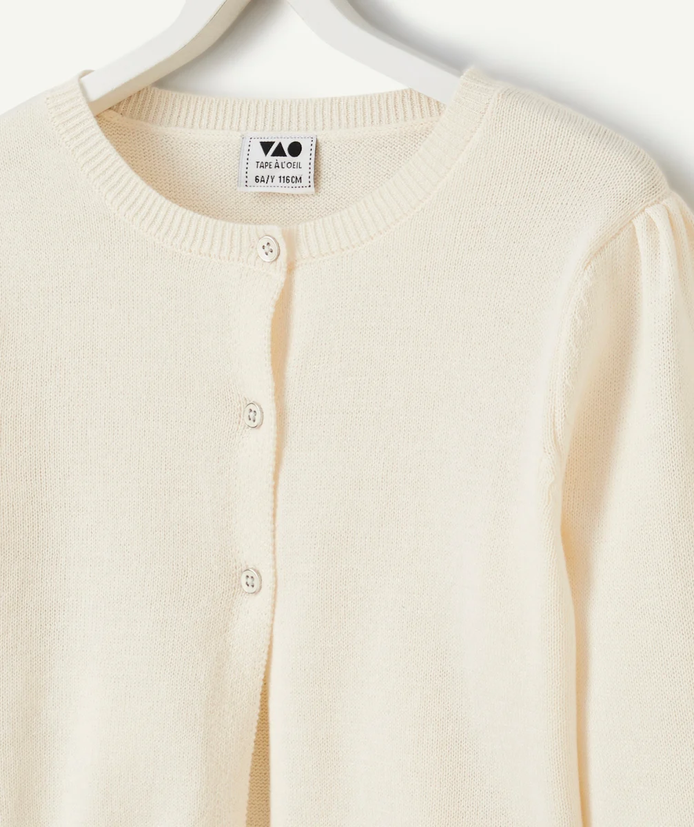 CARDIGAN FILLE ÉCRU PAILLETÉ ET BOUTONS