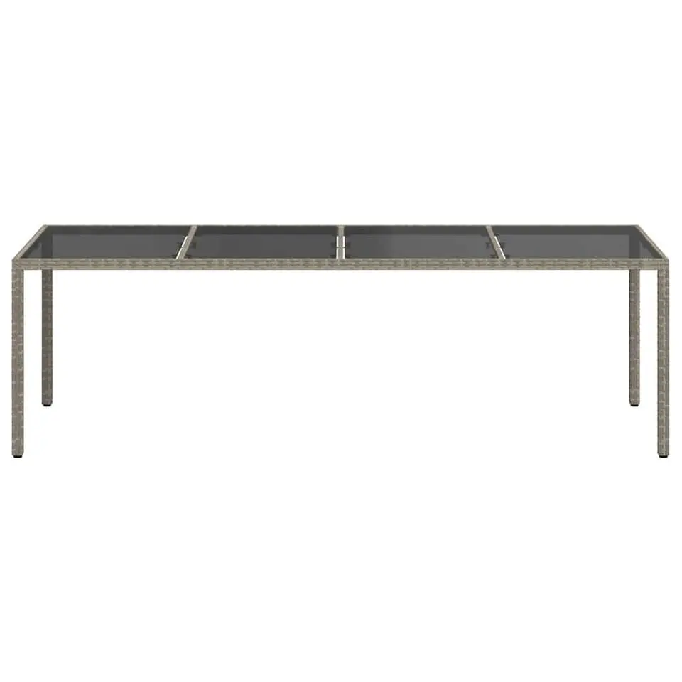 vidaXL - Tuintafel - Grijs - Gehard glas en poly rattan - 250x100x75 cm