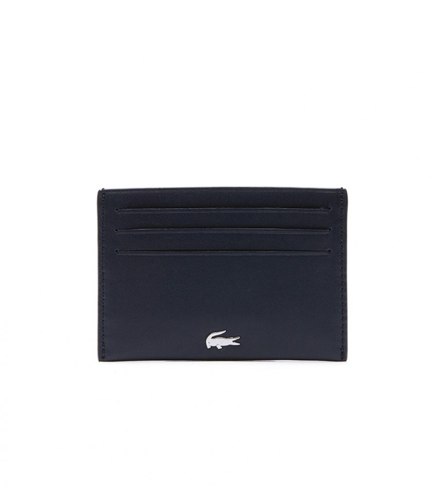 Porta-cartões Lacoste em couro, coleção FG, preto.