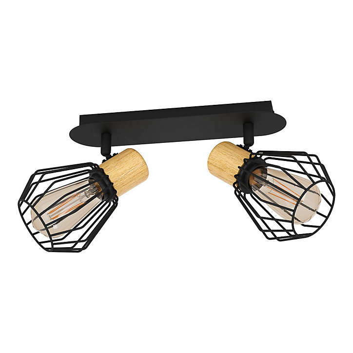 Réglette spot 2 lumières E27 40W Eglo Palmorla noir L.33,5 x L.9cm