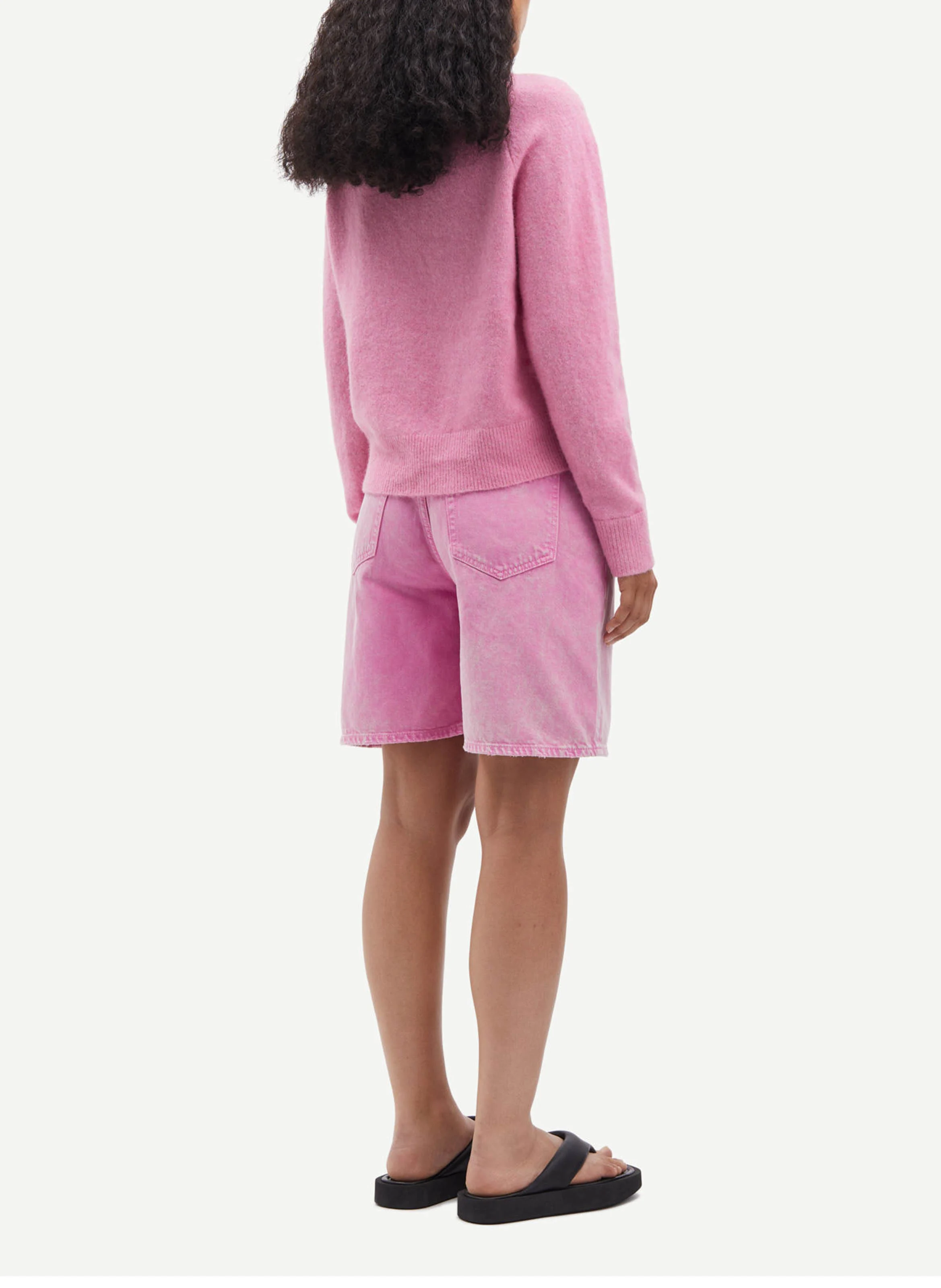 Pull col rond en laine mélangée | Rose