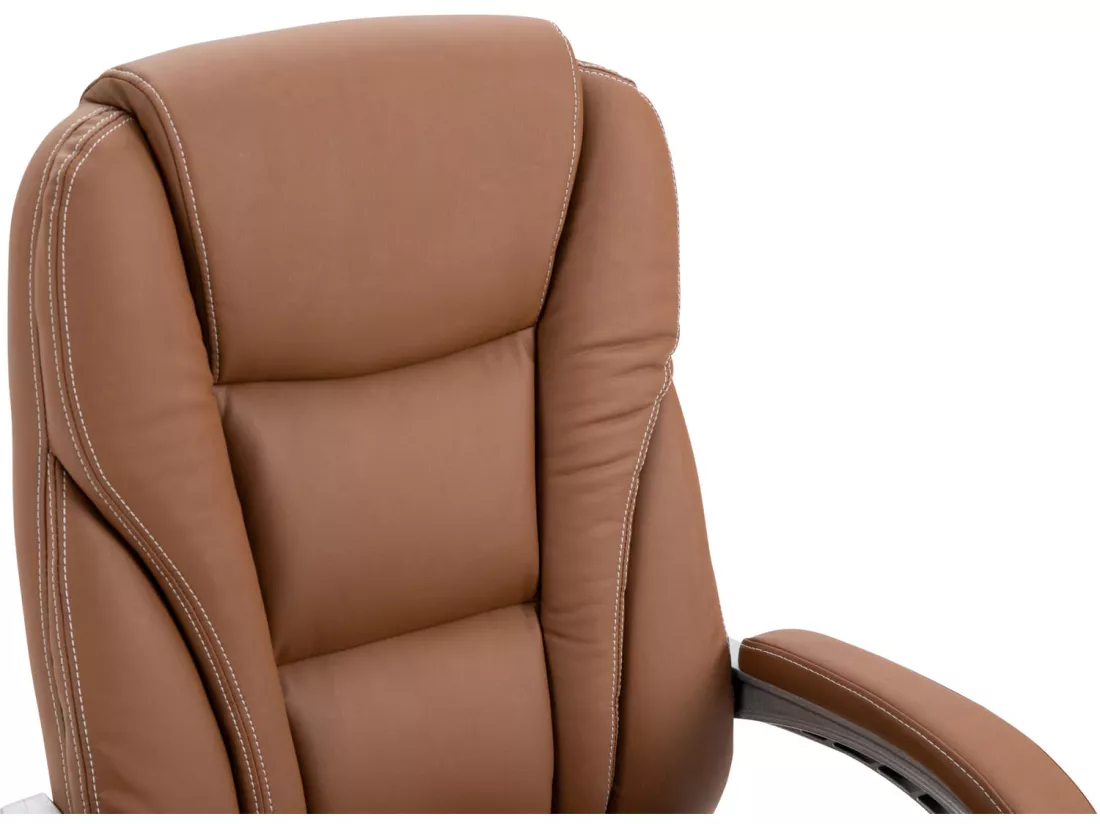 Chaise de bureau - Similicuir & Métal chromé - Marron clair - Pacific