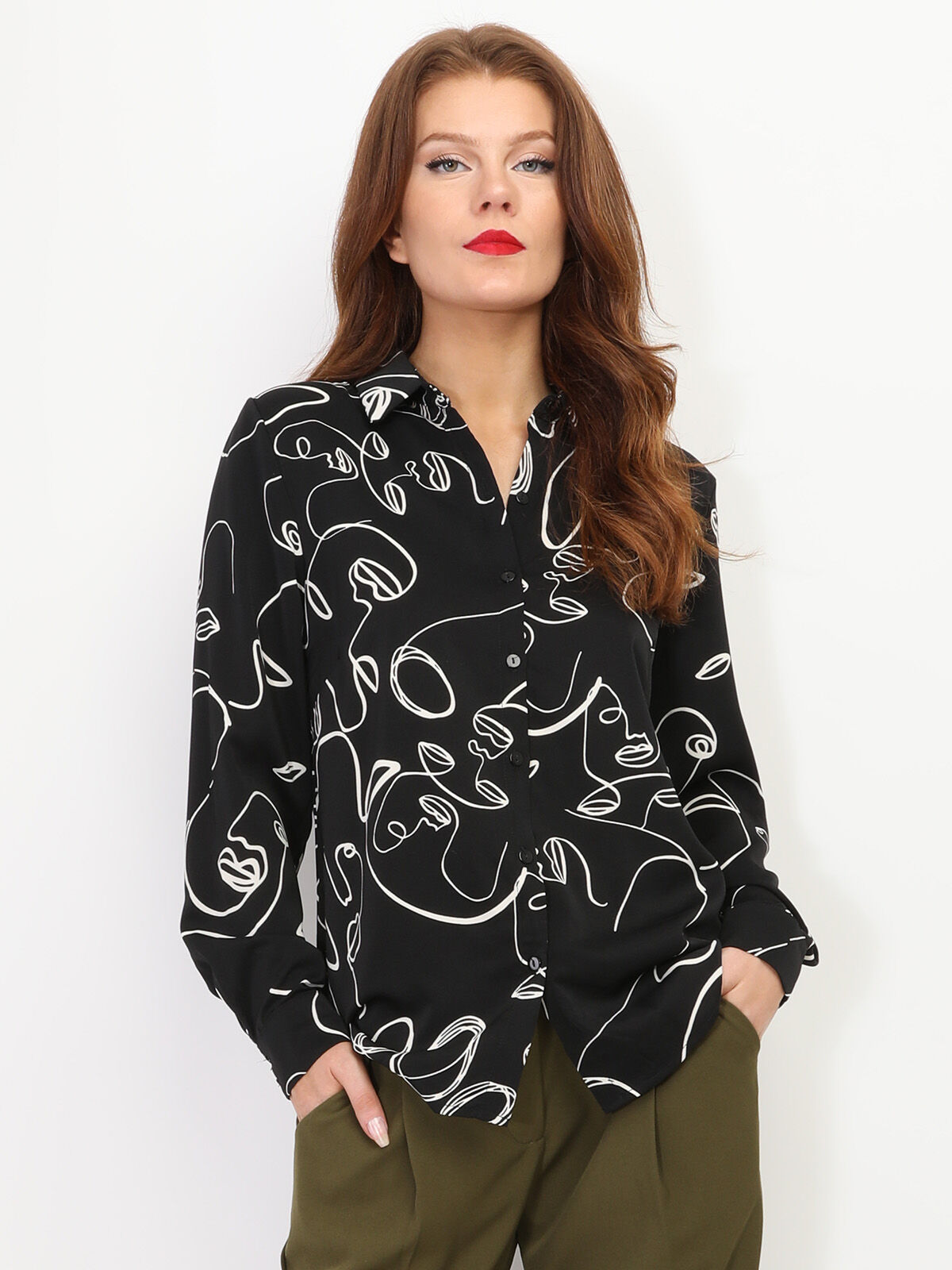 Chemise fluide imprimée- Noir