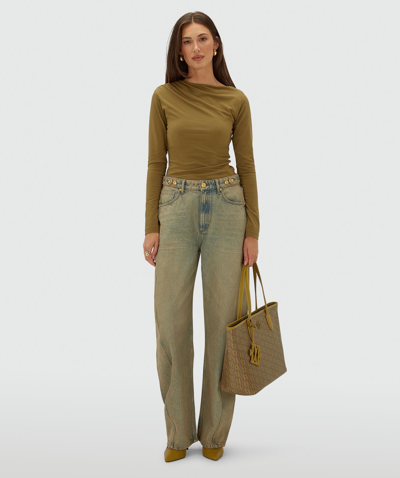 JV-LENIE slim fit top - olive green