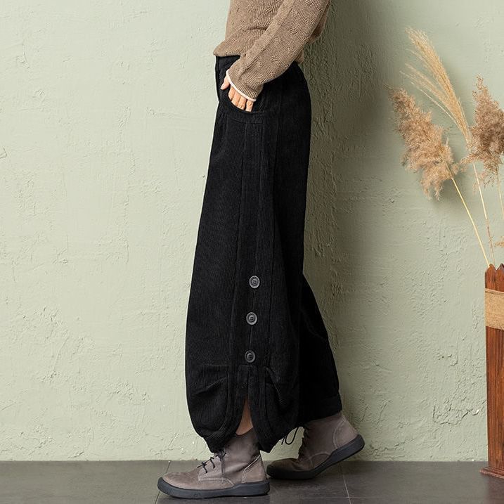 Supernova - Baggy broek van corduroy met hoge taille