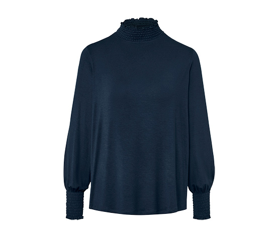 Blusenshirt mit Stehkragen, dunkelblau