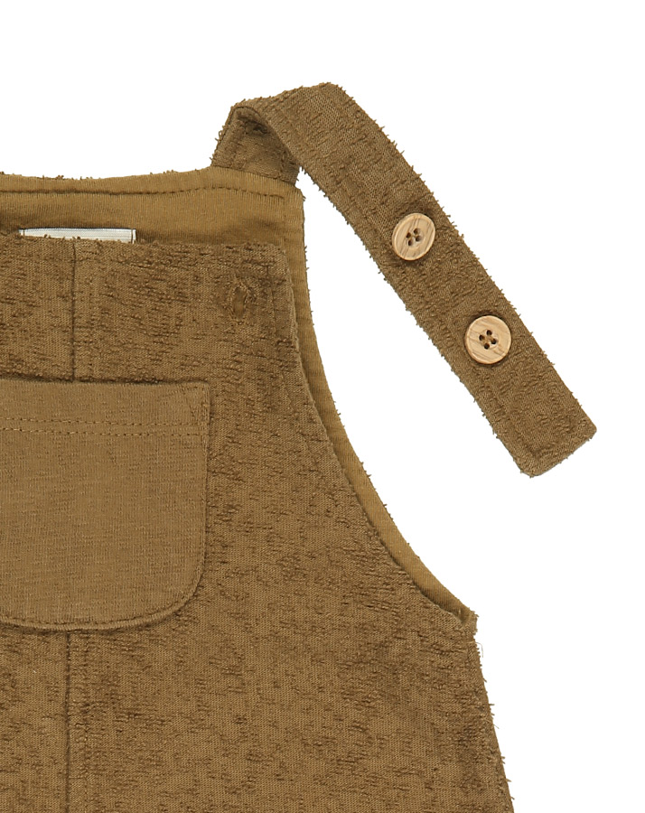 Latzhose PURE – VINTAGE BUTTON in golden brown