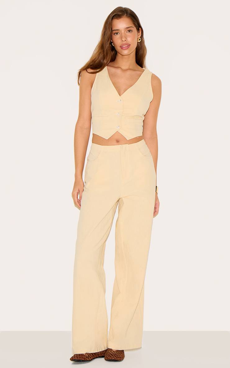 Butter Yellow Ensemble Coordonné Gilet Sans Dos Effet Lin