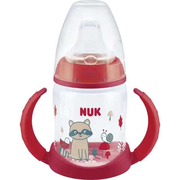 First Choice Trinklernflasche mit Temperature Control, Red Racoon, 6-18 Monate