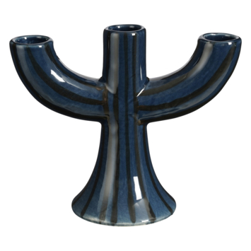 Kandelaar streep donker blauw - h14xd17cm