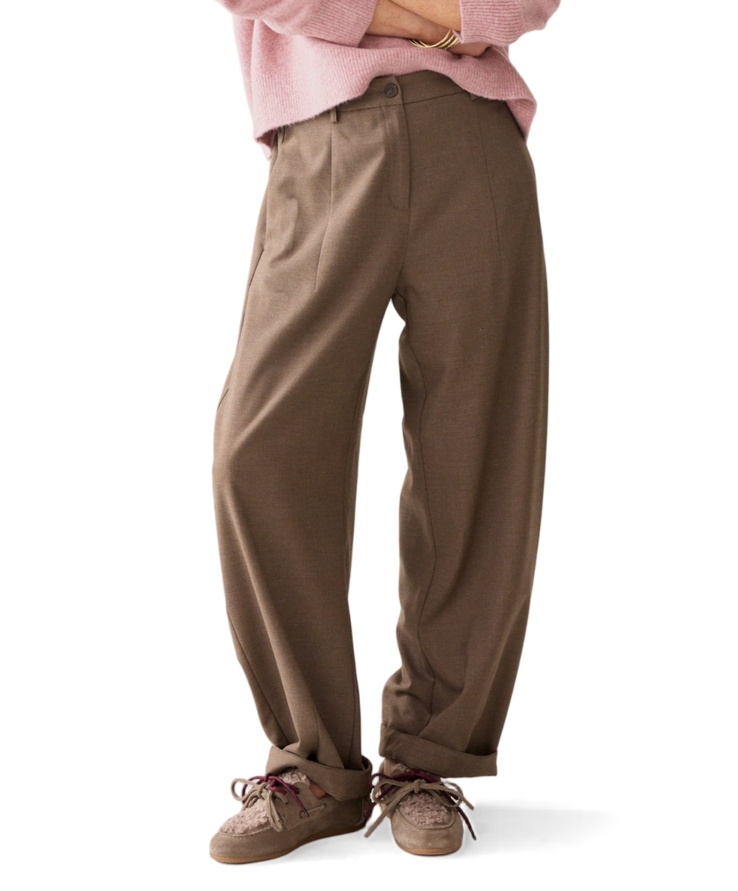 Summum Woman Trousers barrel fit Twill melange dames broek beige