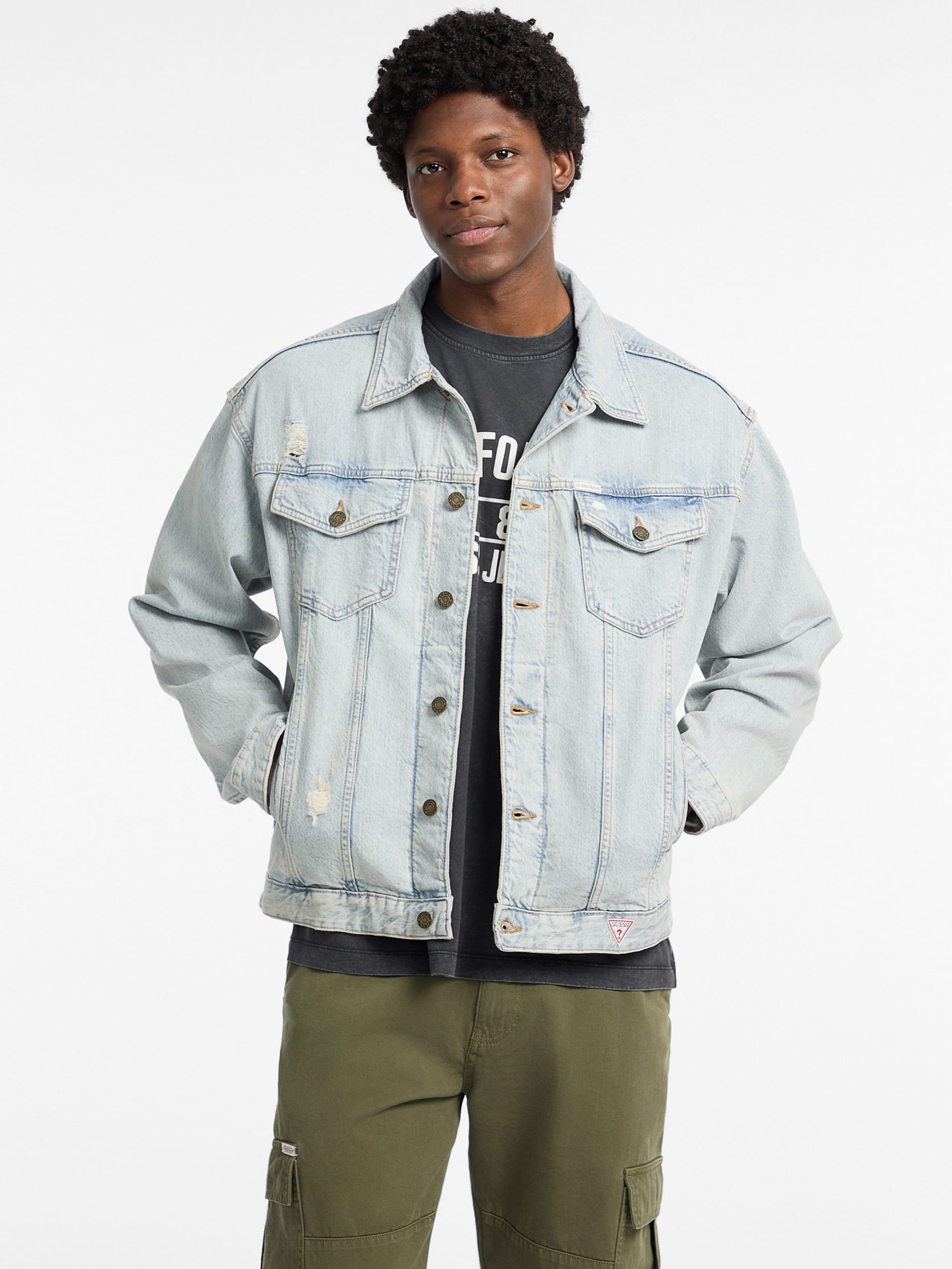 Jaqueta jeans oversized estilo caminhoneiro