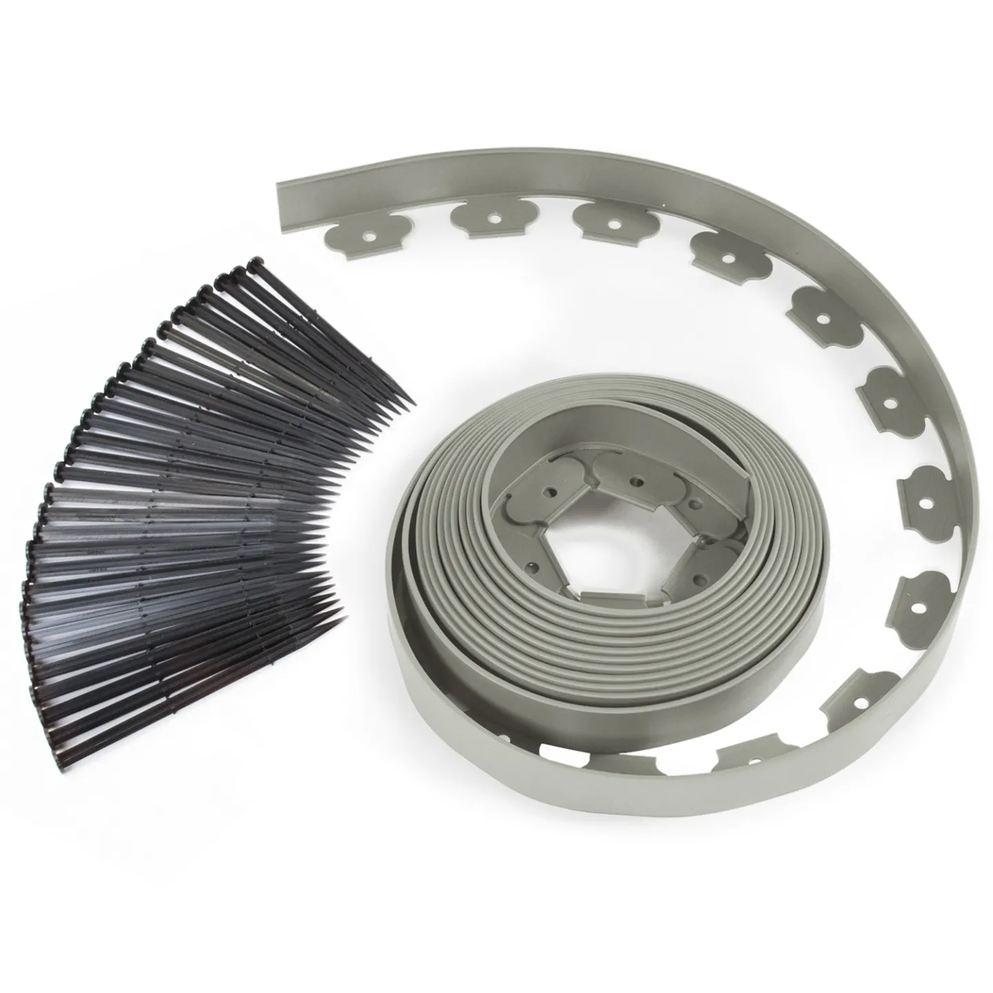 Bordurette de jardin flexible 10 M grise hauteur 5 CM + 30 piquets