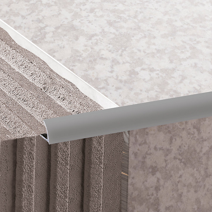 Profilé de carrelage intérieur Diall rond PVC gris lisse L.2,5m x l.2,7 cm x ep.9mm