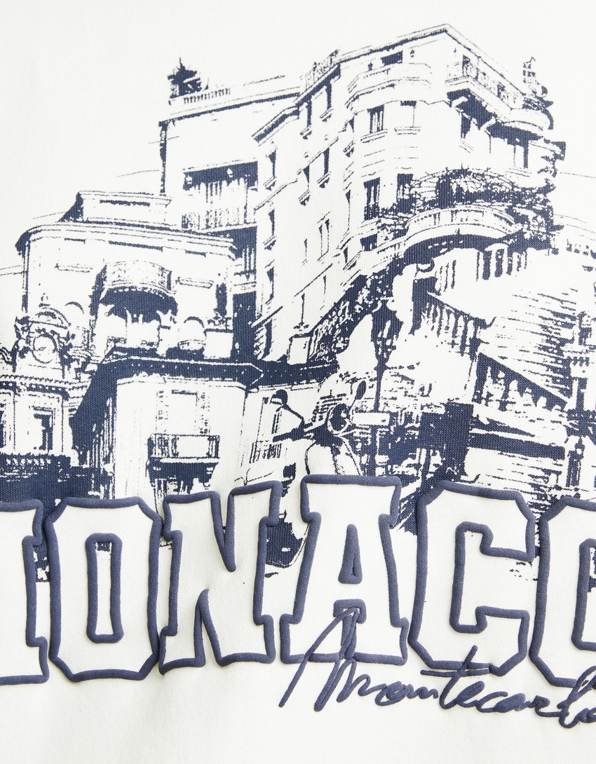 Moletom estampado com gola polo