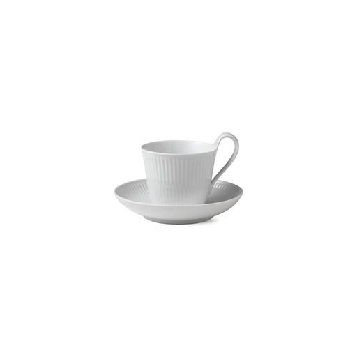 Royal Copenhagen Hvid Riflet Højhankskop Og Underkop, 25 cl