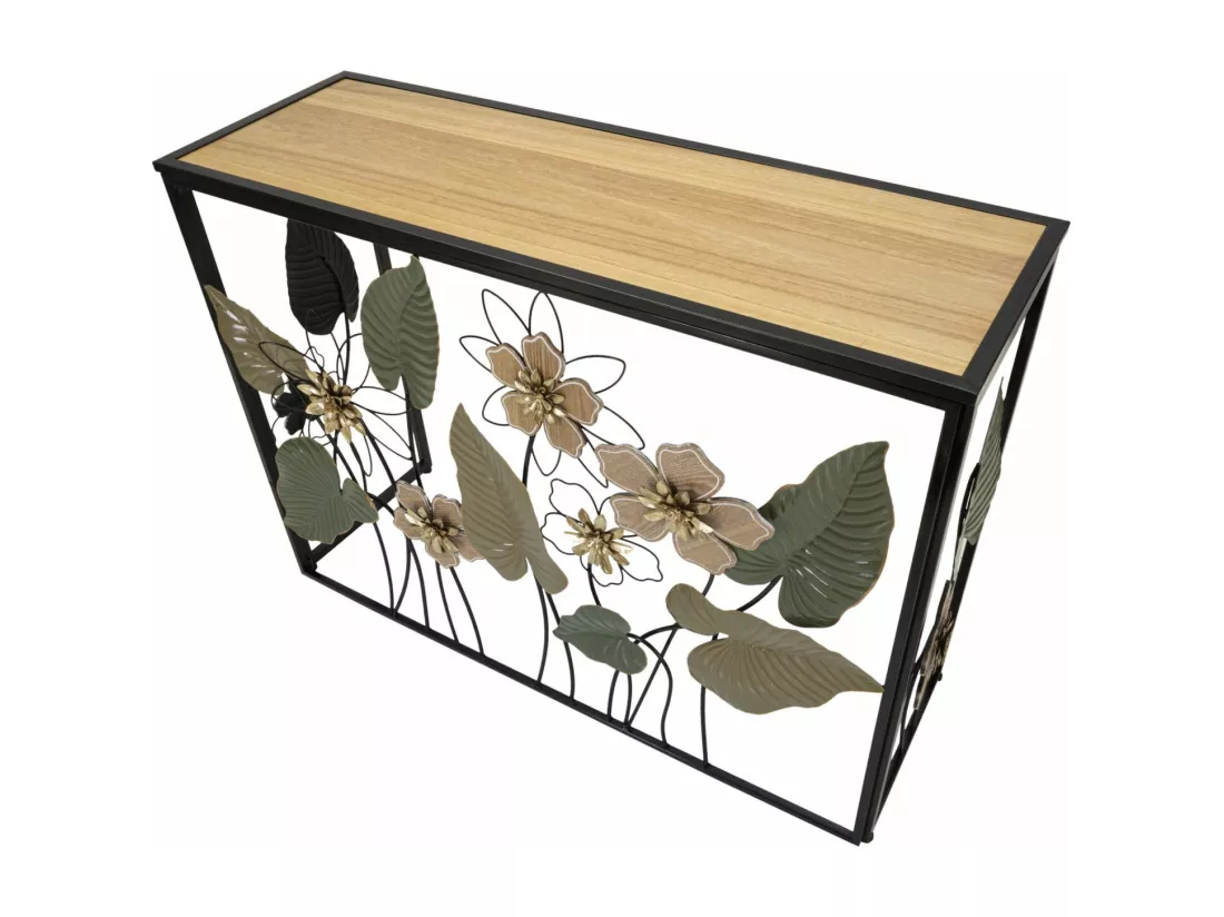 Console en métal et bois multicolore 108x36,8x80 cm